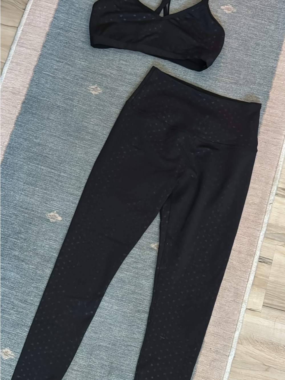 Black Heart Leggings and Matching Sports Bra Set
